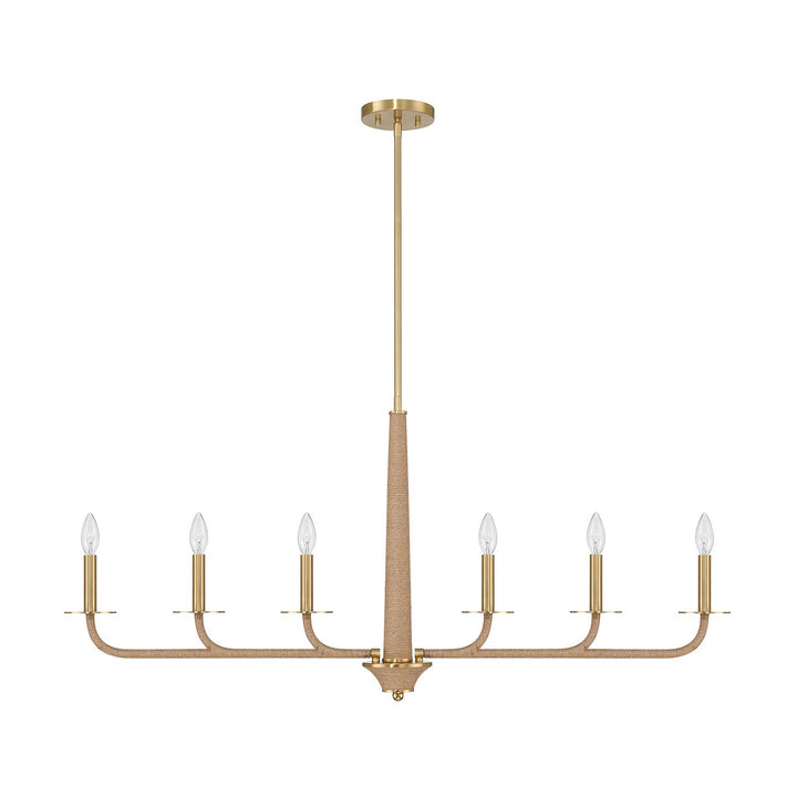 Cannon Six Light Chandelier in Warm Brass and Rope Savoy House