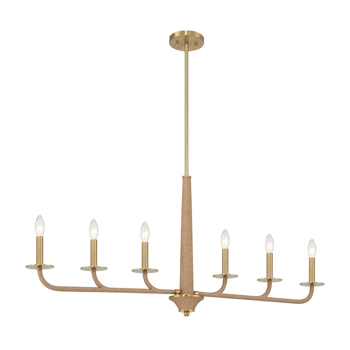 Cannon Six Light Chandelier in Warm Brass and Rope Savoy House