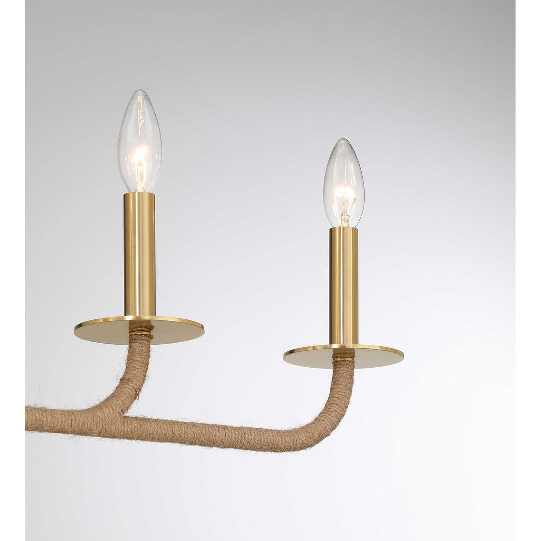 Cannon Six Light Chandelier in Warm Brass and Rope Savoy House