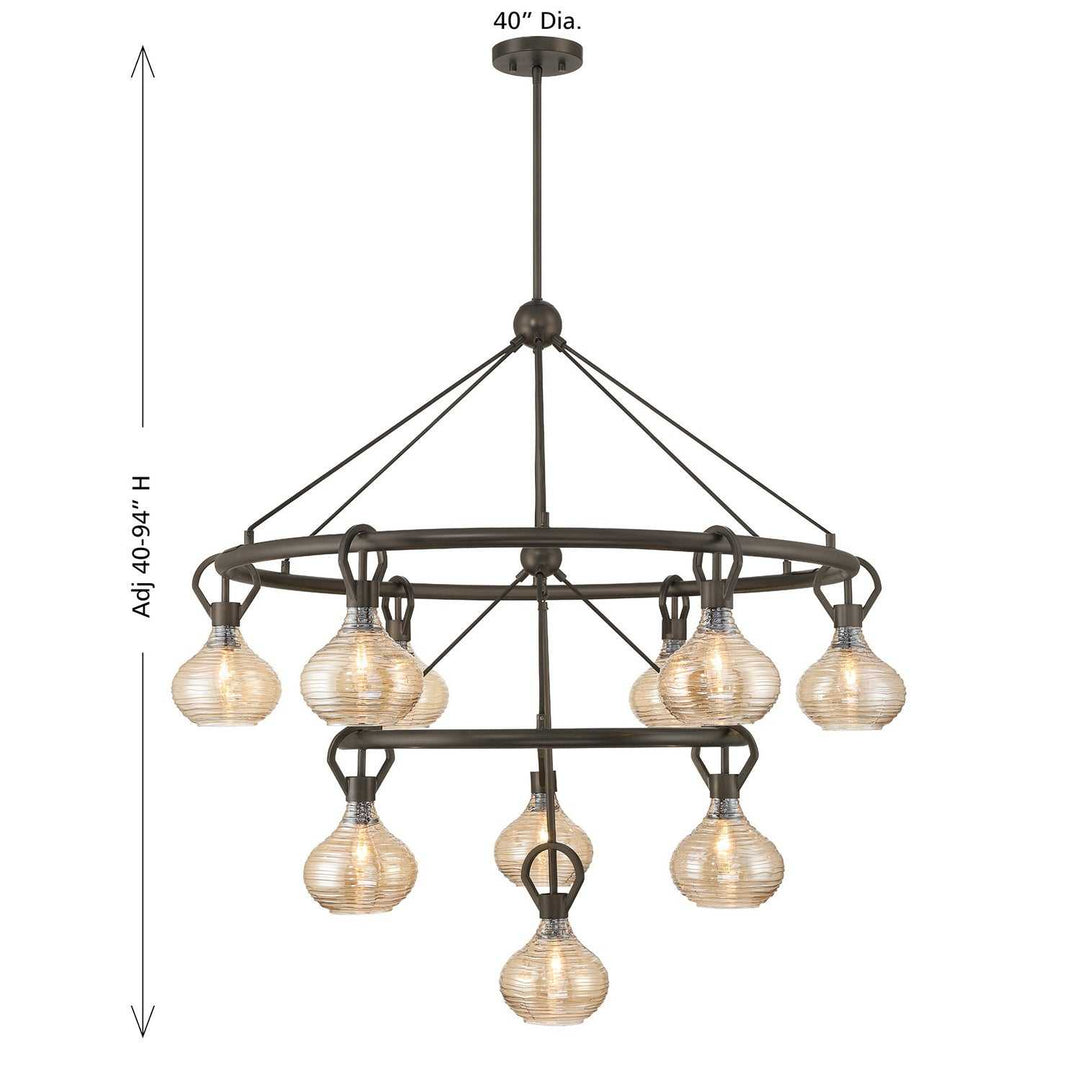 Sheriden Ten Light Chandelier in Mediterranean Bronze Savoy House