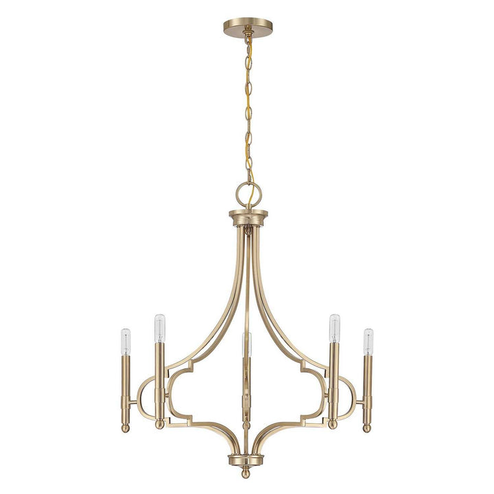 Woodlawn Five Light Chandelier in Noble Brass Savoy House