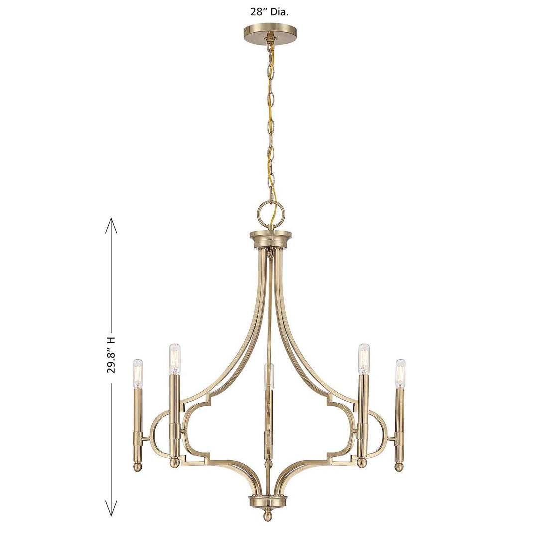 Woodlawn Five Light Chandelier in Noble Brass Savoy House