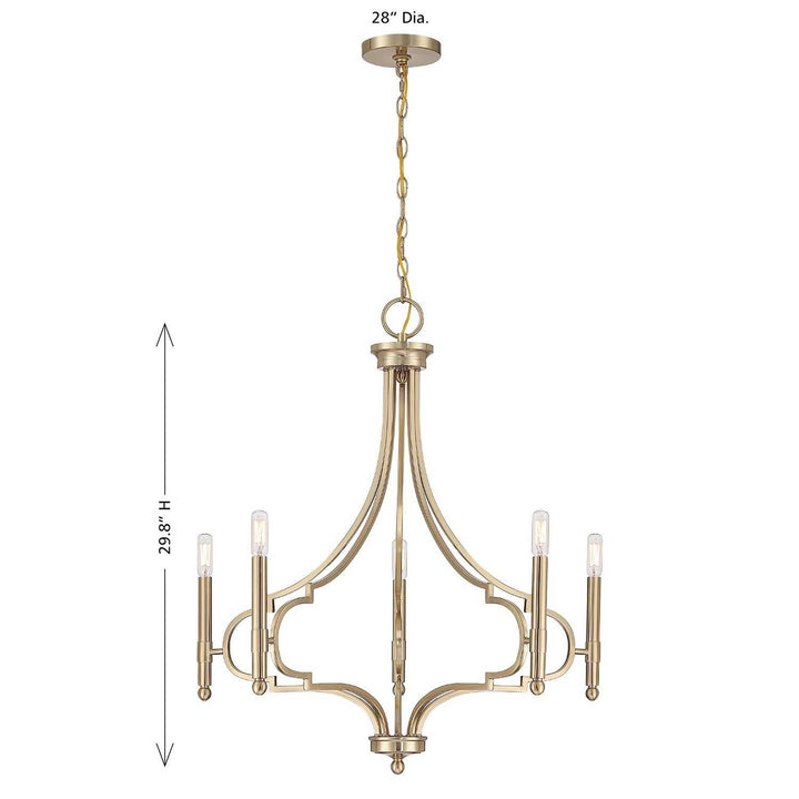 Woodlawn Five Light Chandelier in Noble Brass Savoy House