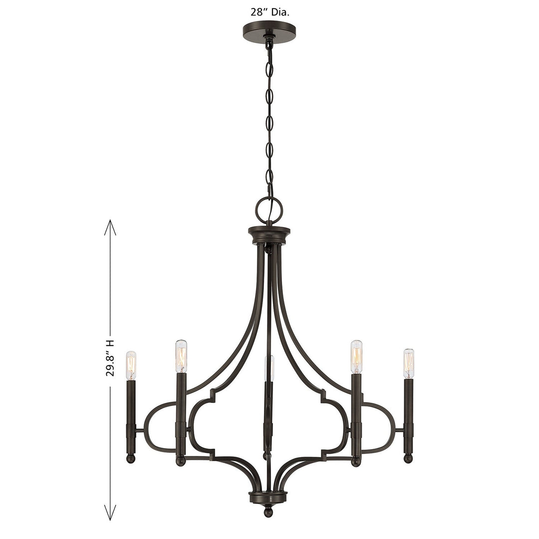 Woodlawn Five Light Chandelier in Mediterranean Bronze Savoy House