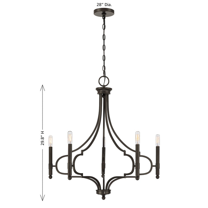 Woodlawn Five Light Chandelier in Mediterranean Bronze Savoy House