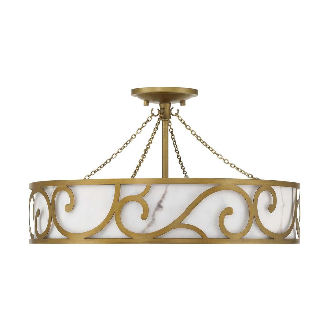 Halstead Six Light Semi-Flush Mount in Antique Patina Savoy House