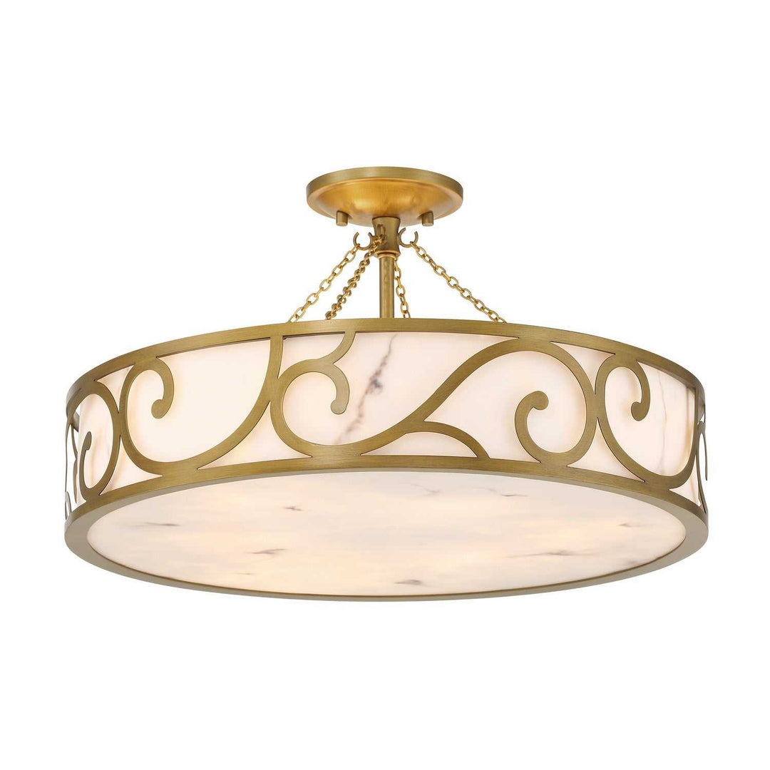 Halstead Six Light Semi-Flush Mount in Antique Patina Savoy House