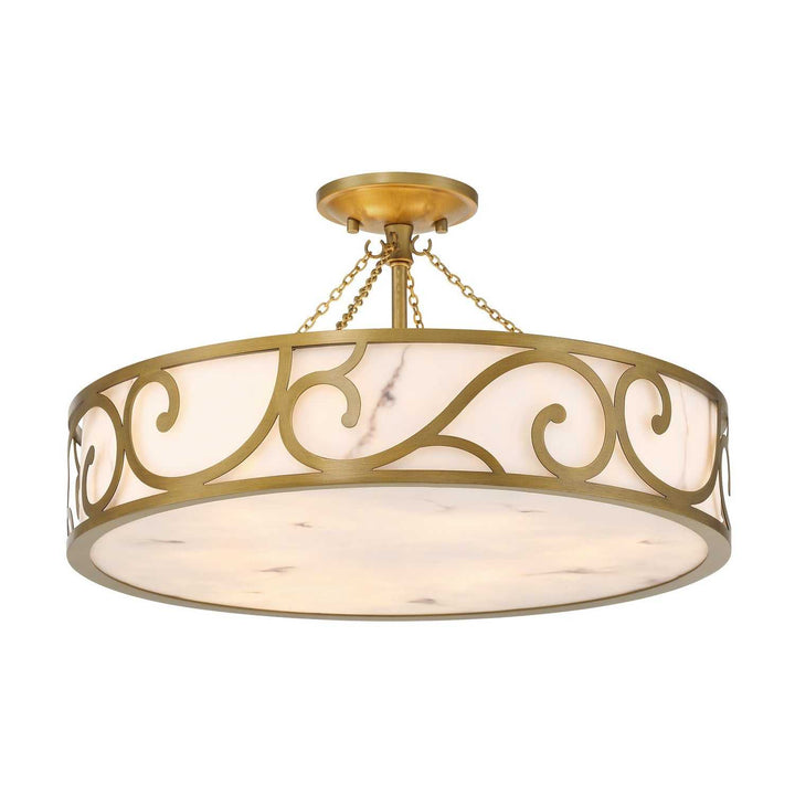 Halstead Six Light Semi-Flush Mount in Antique Patina Savoy House