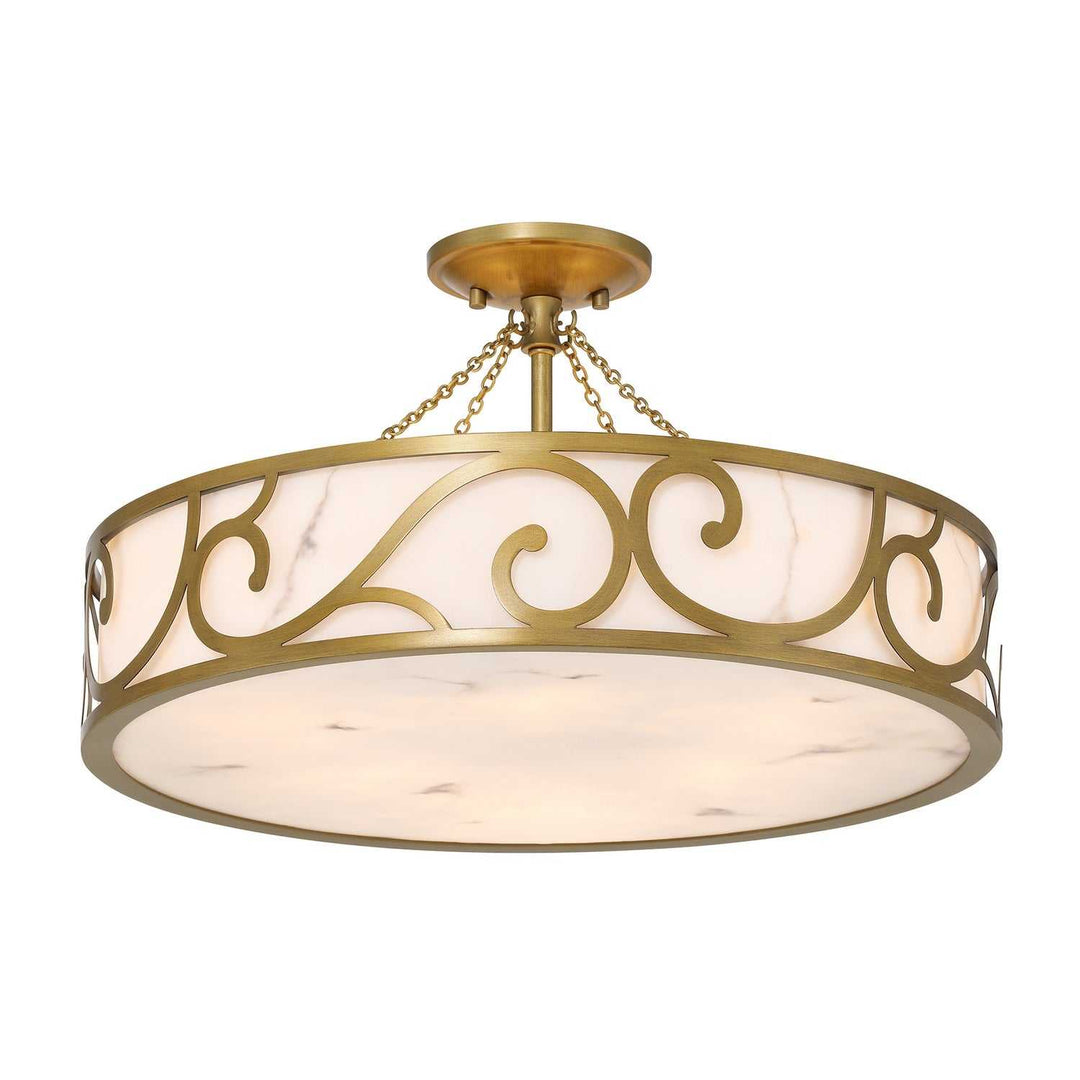 Halstead Six Light Semi-Flush Mount in Antique Patina Savoy House
