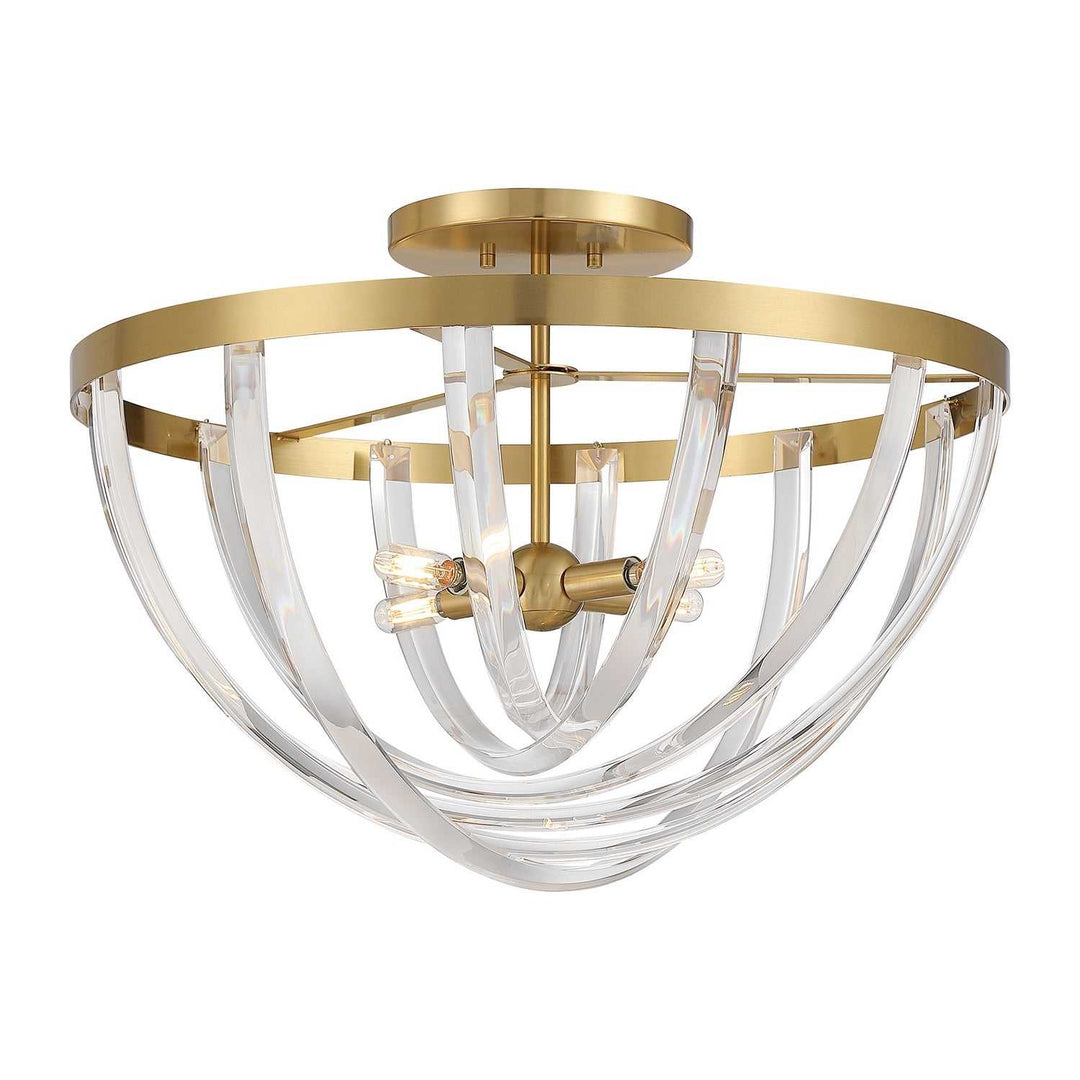 Jennings Four Light Semi-Flush Mount in Warm Brass Savoy House