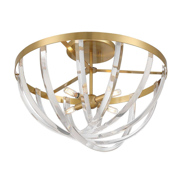 Jennings Four Light Semi-Flush Mount in Warm Brass Savoy House