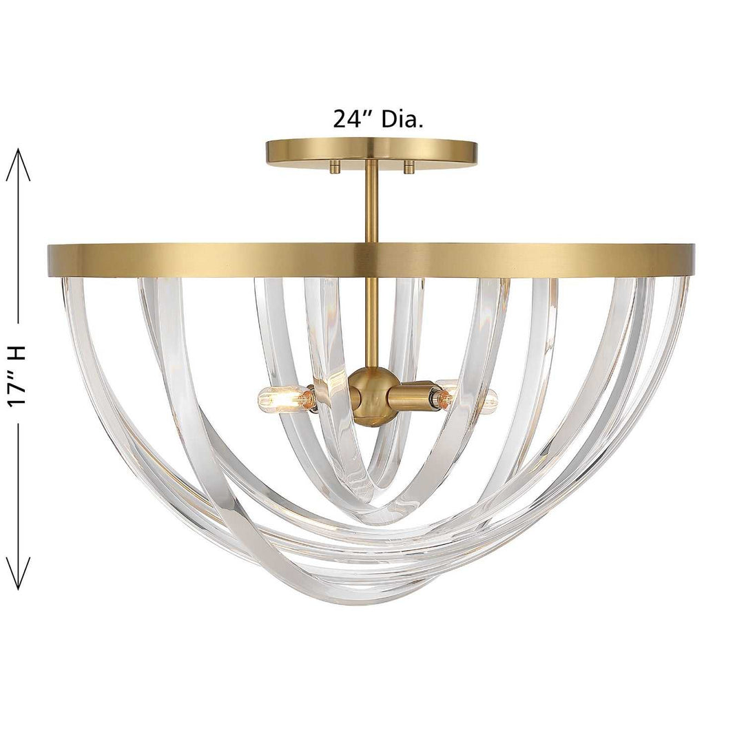 Jennings Four Light Semi-Flush Mount in Warm Brass Savoy House