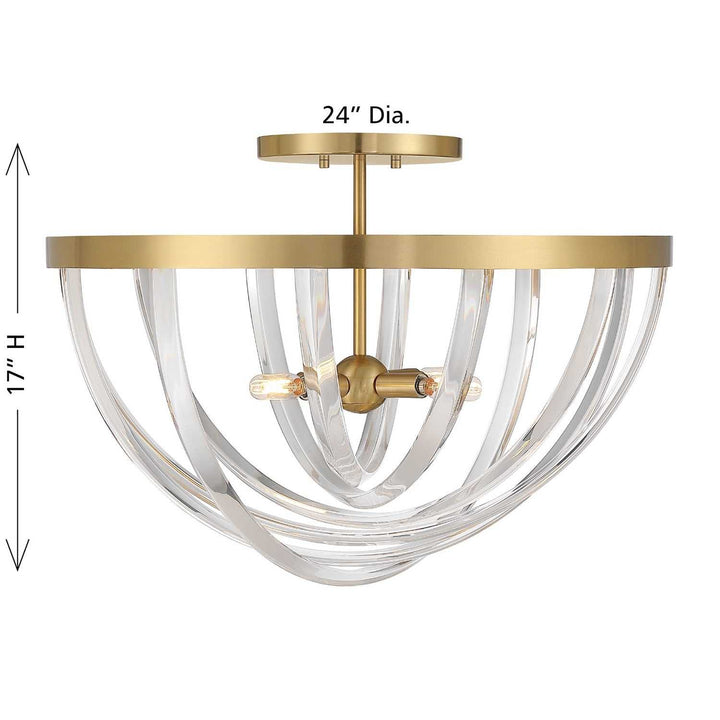 Jennings Four Light Semi-Flush Mount in Warm Brass Savoy House