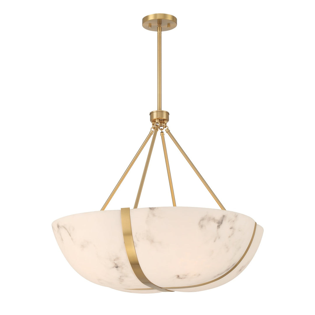 Chalfont Four Light Pendant in Warm Brass Savoy House
