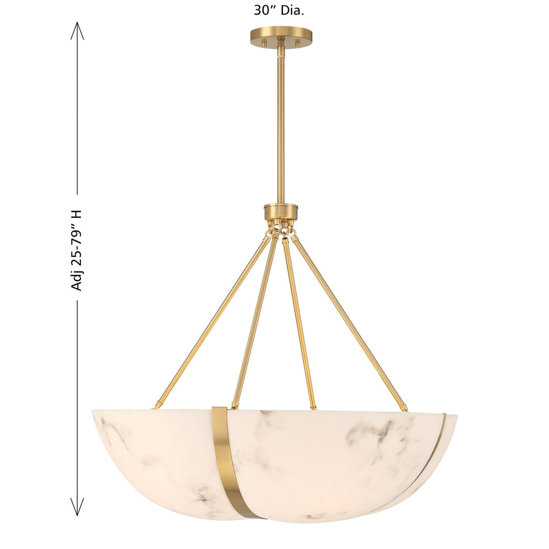 Chalfont Four Light Pendant in Warm Brass Savoy House