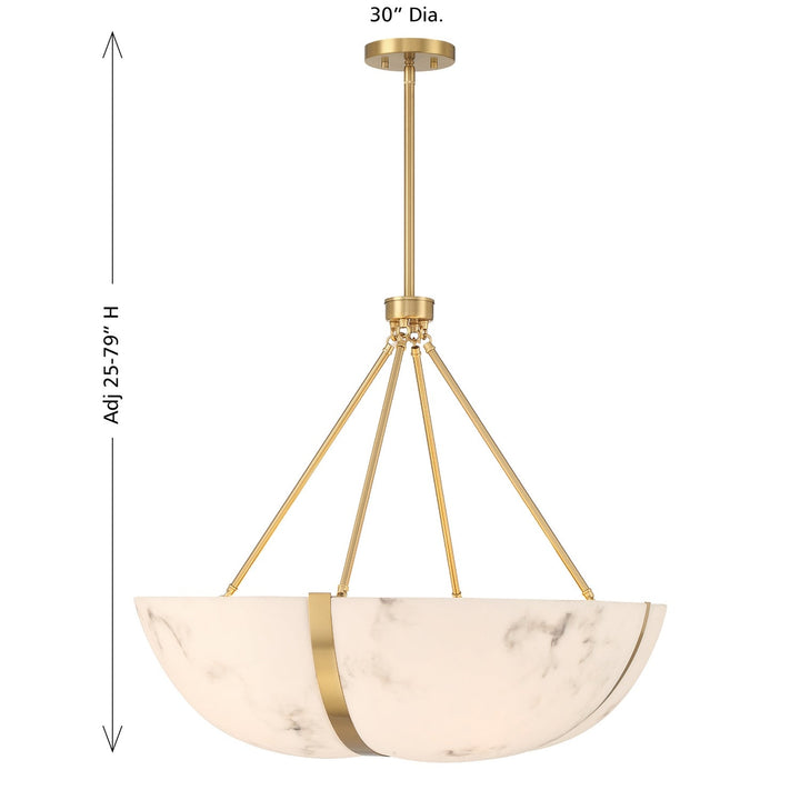 Chalfont Four Light Pendant in Warm Brass Savoy House