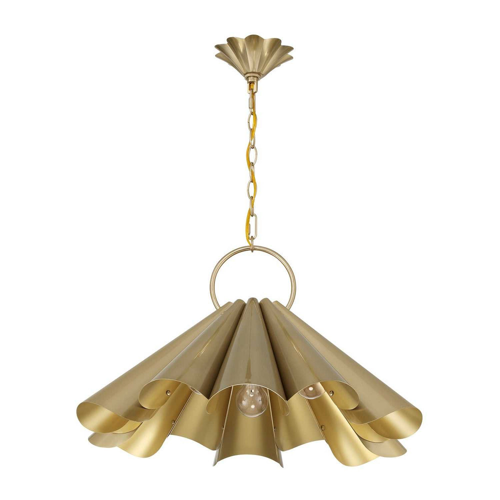 Vinton Three Light Pendant in Noble Brass Savoy House