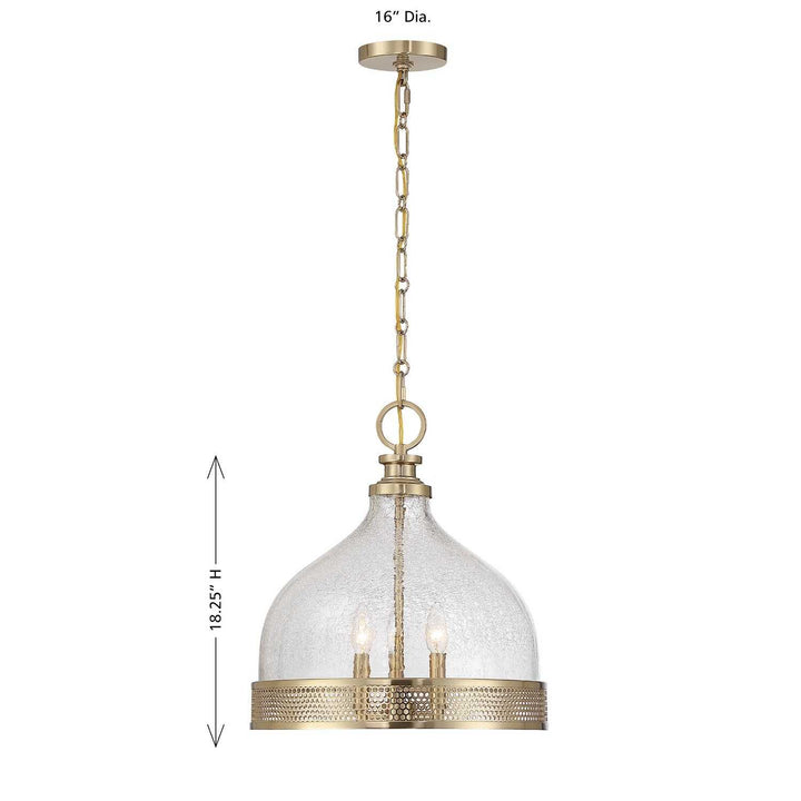 Stern Three Light Pendant in Noble Brass Savoy House