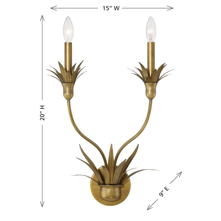 Strathmore Two Light Wall Sconce in Antique Patina Savoy House