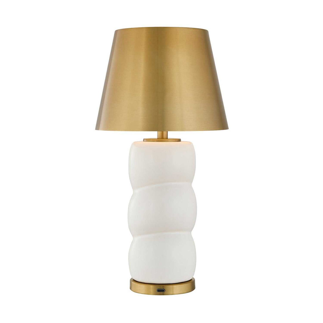 Shelly LED Table Lamp in White and Brass Savoy House