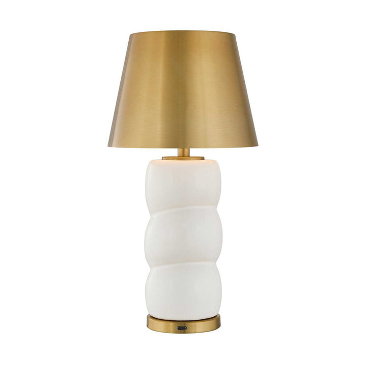Shelly LED Table Lamp in White and Brass Savoy House