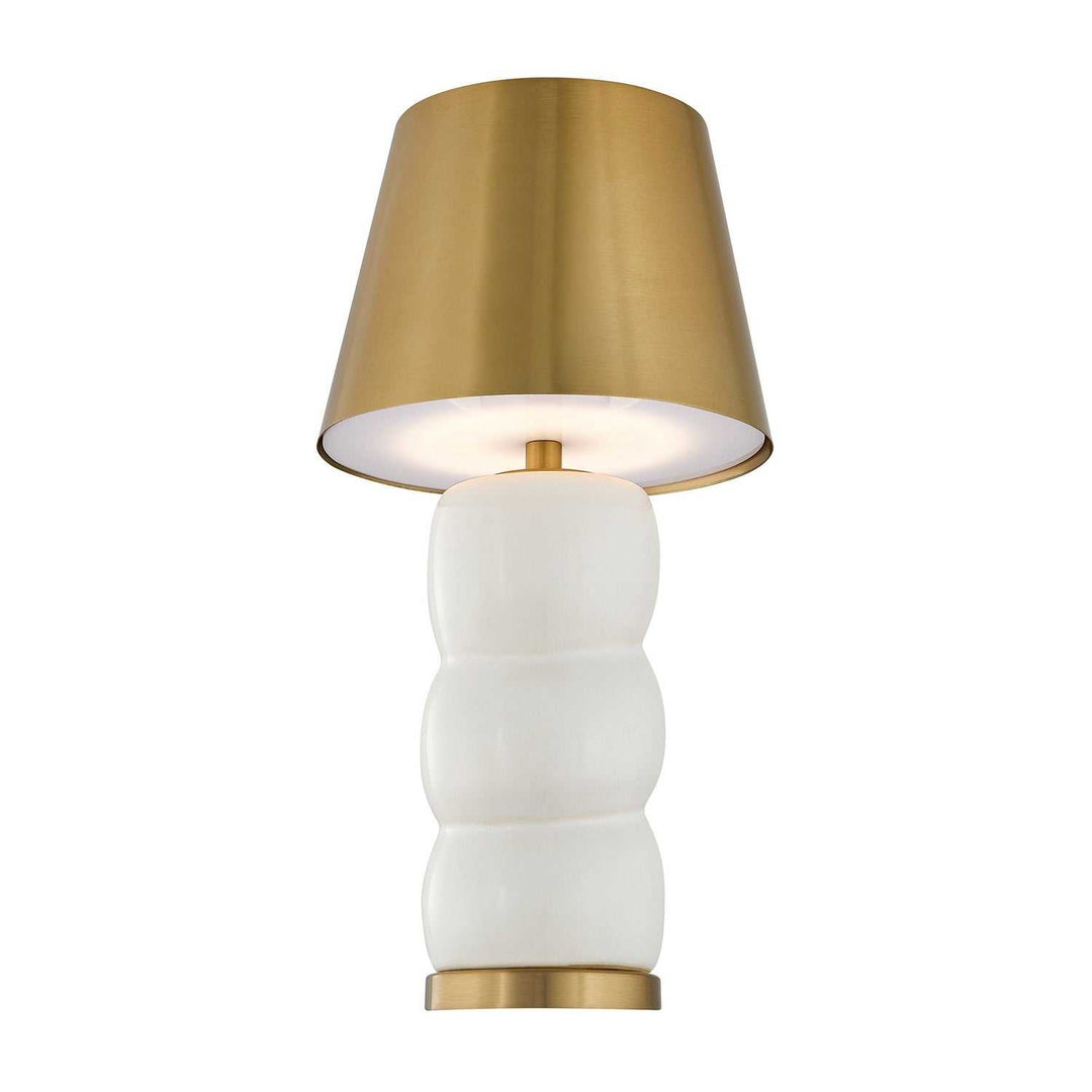 Shelly LED Table Lamp in White and Brass Savoy House