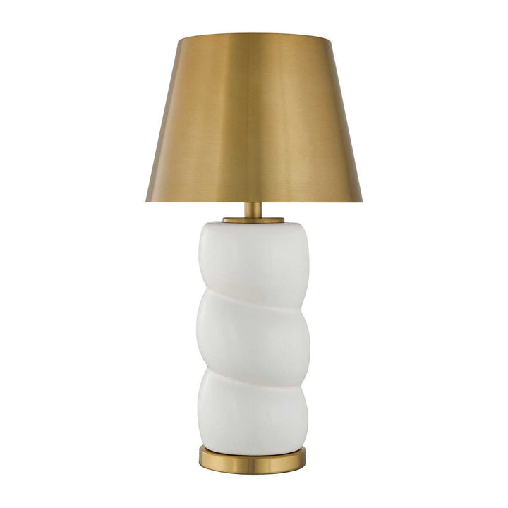 Shelly LED Table Lamp in White and Brass Savoy House