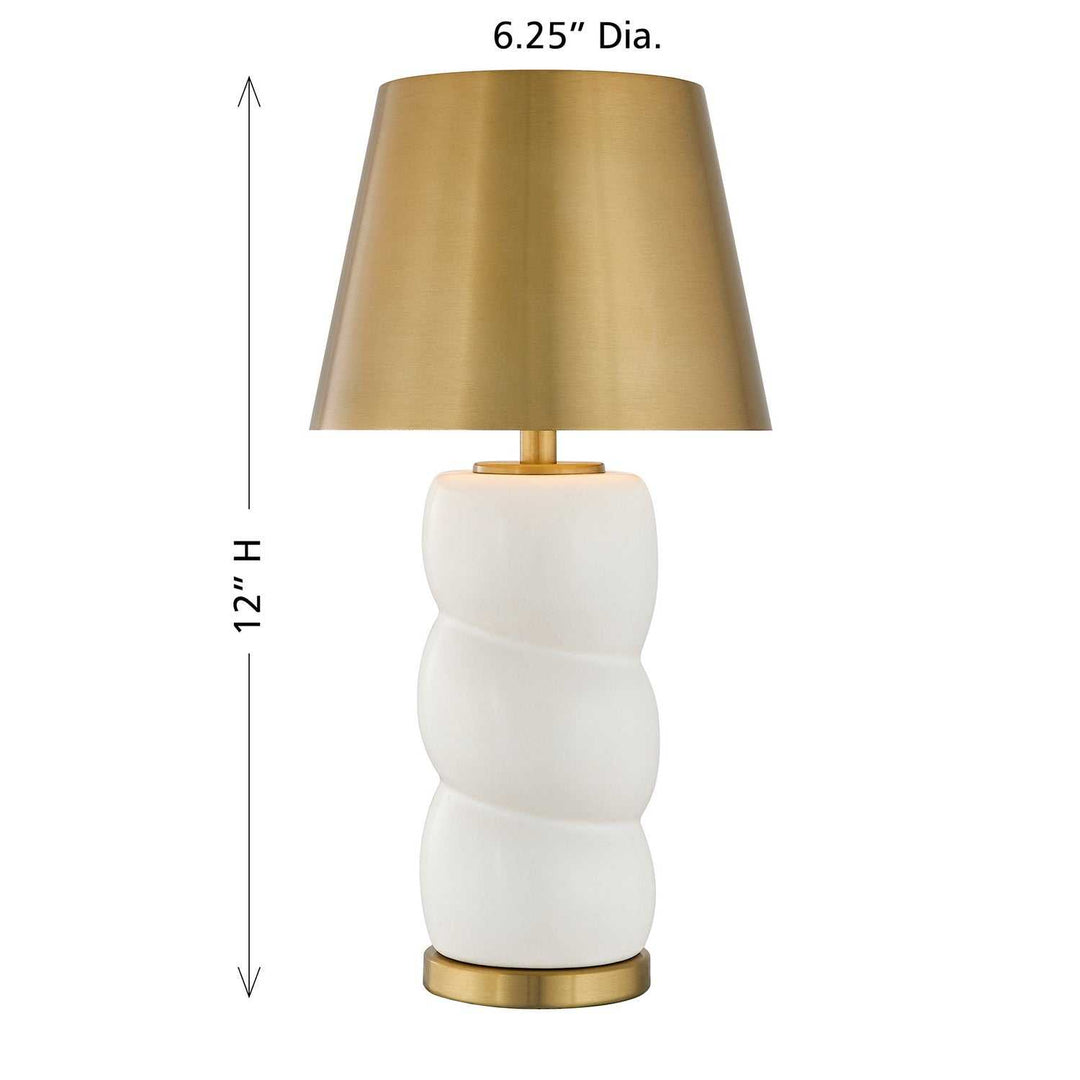 Shelly LED Table Lamp in White and Brass Savoy House