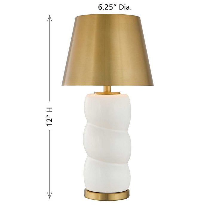 Shelly LED Table Lamp in White and Brass Savoy House