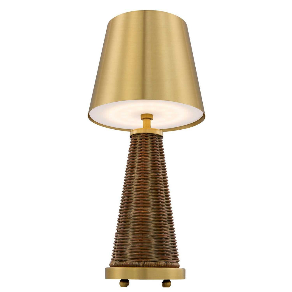 Hazel LED Table Lamp in Brass and Rattan Savoy House