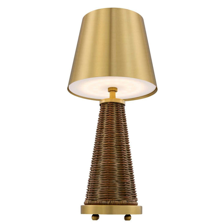 Hazel LED Table Lamp in Brass and Rattan Savoy House