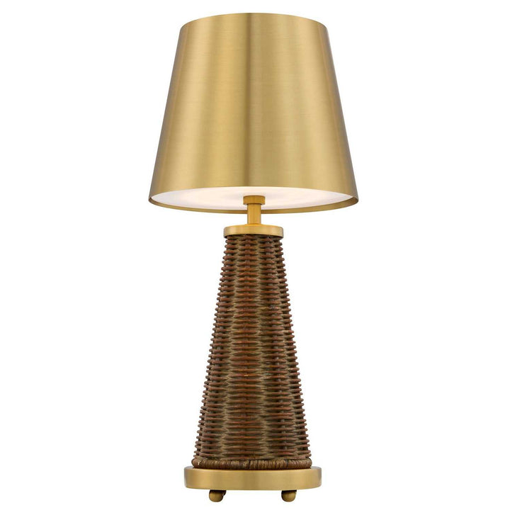 Hazel LED Table Lamp in Brass and Rattan Savoy House