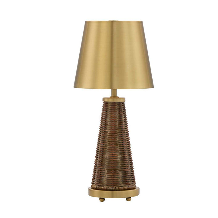 Hazel LED Table Lamp in Brass and Rattan Savoy House
