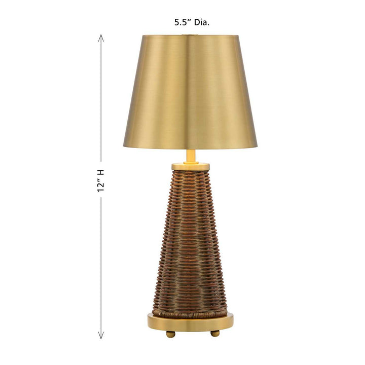 Hazel LED Table Lamp in Brass and Rattan Savoy House