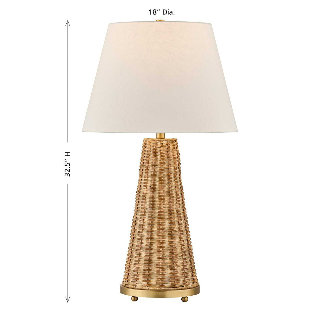Eleanor One Light Table Lamp in Brass and Wicker Savoy House