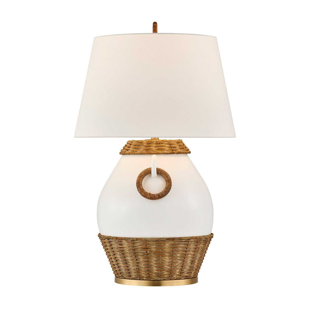 Penelope One Light Table Lamp in White and Rattan Savoy House