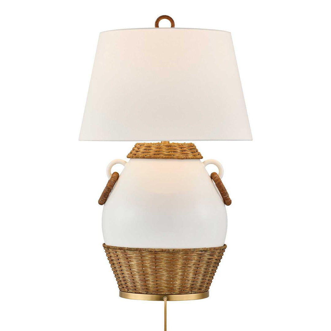 Penelope One Light Table Lamp in White and Rattan Savoy House