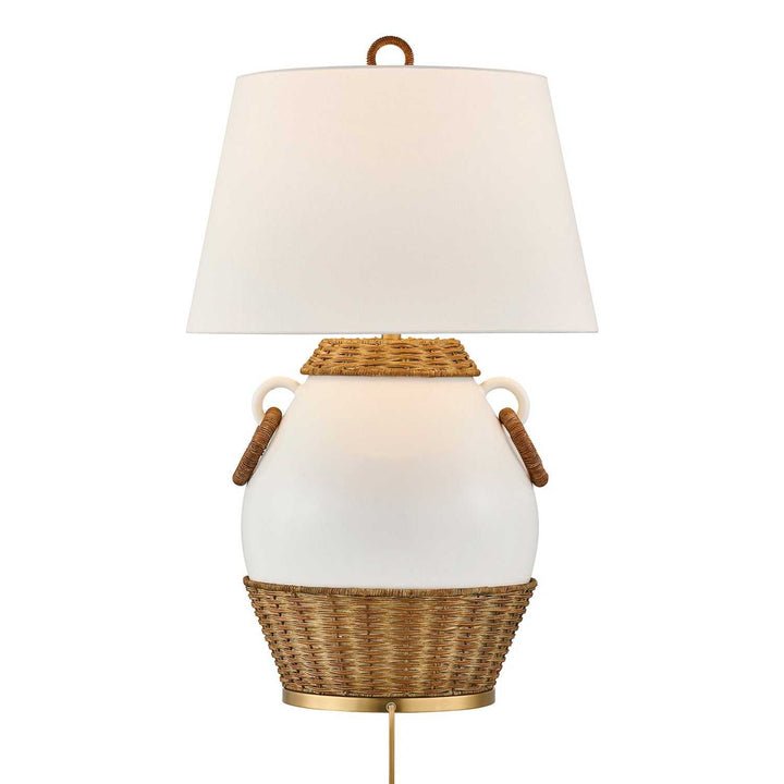 Penelope One Light Table Lamp in White and Rattan Savoy House