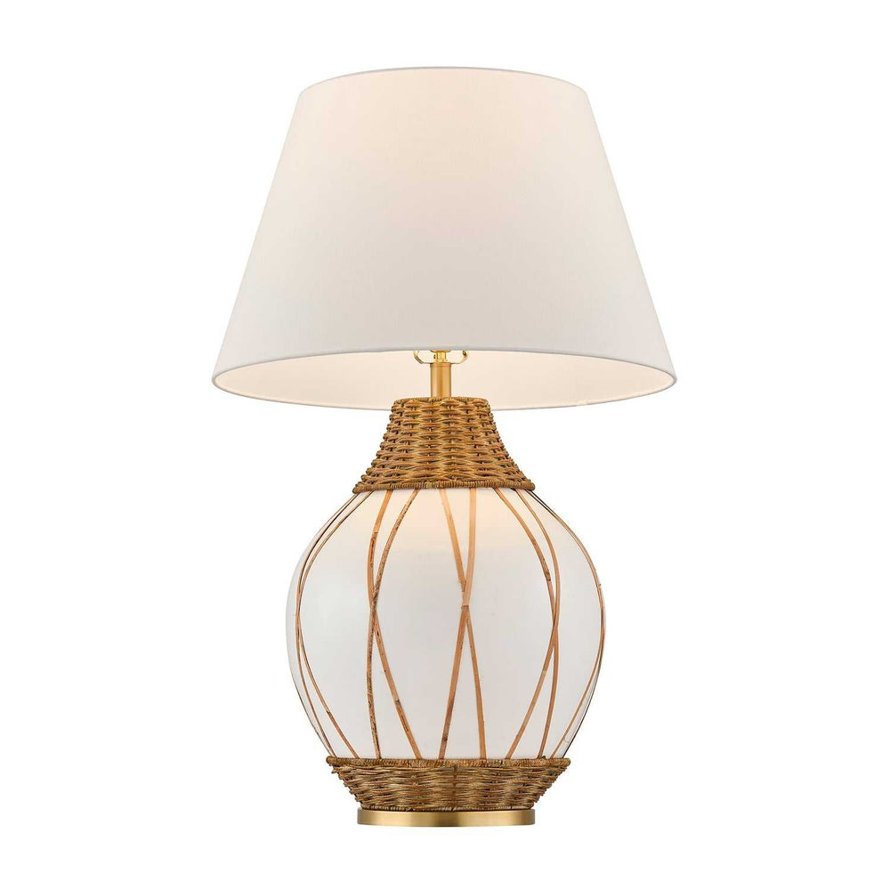 Josephine One Light Table Lamp in White and Rattan Savoy House