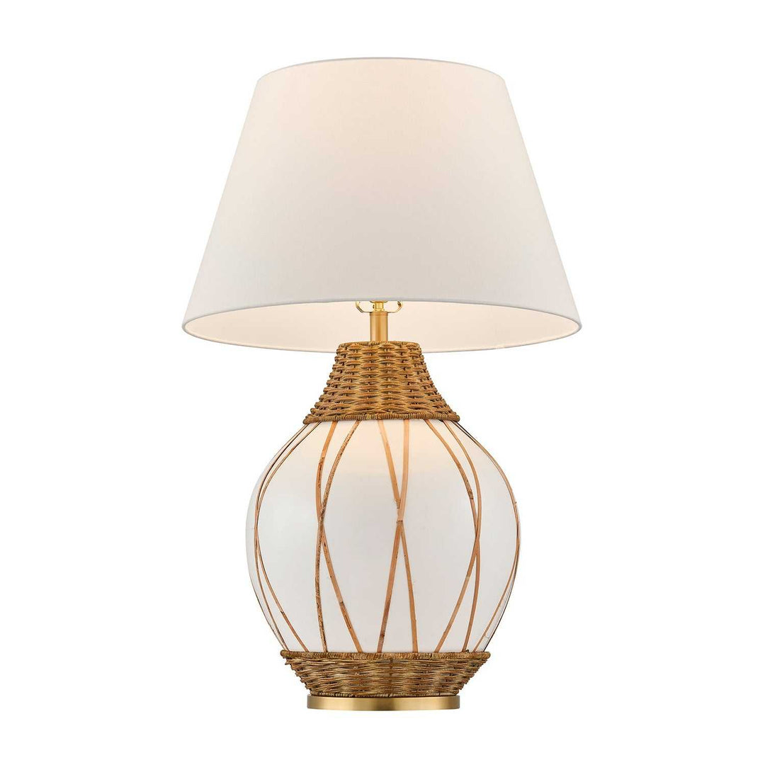 Josephine One Light Table Lamp in White and Rattan Savoy House