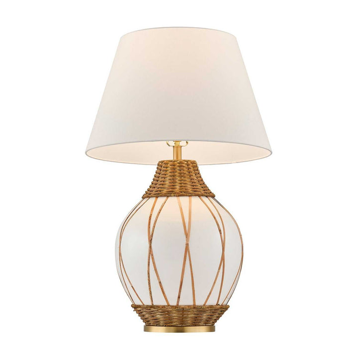 Josephine One Light Table Lamp in White and Rattan Savoy House
