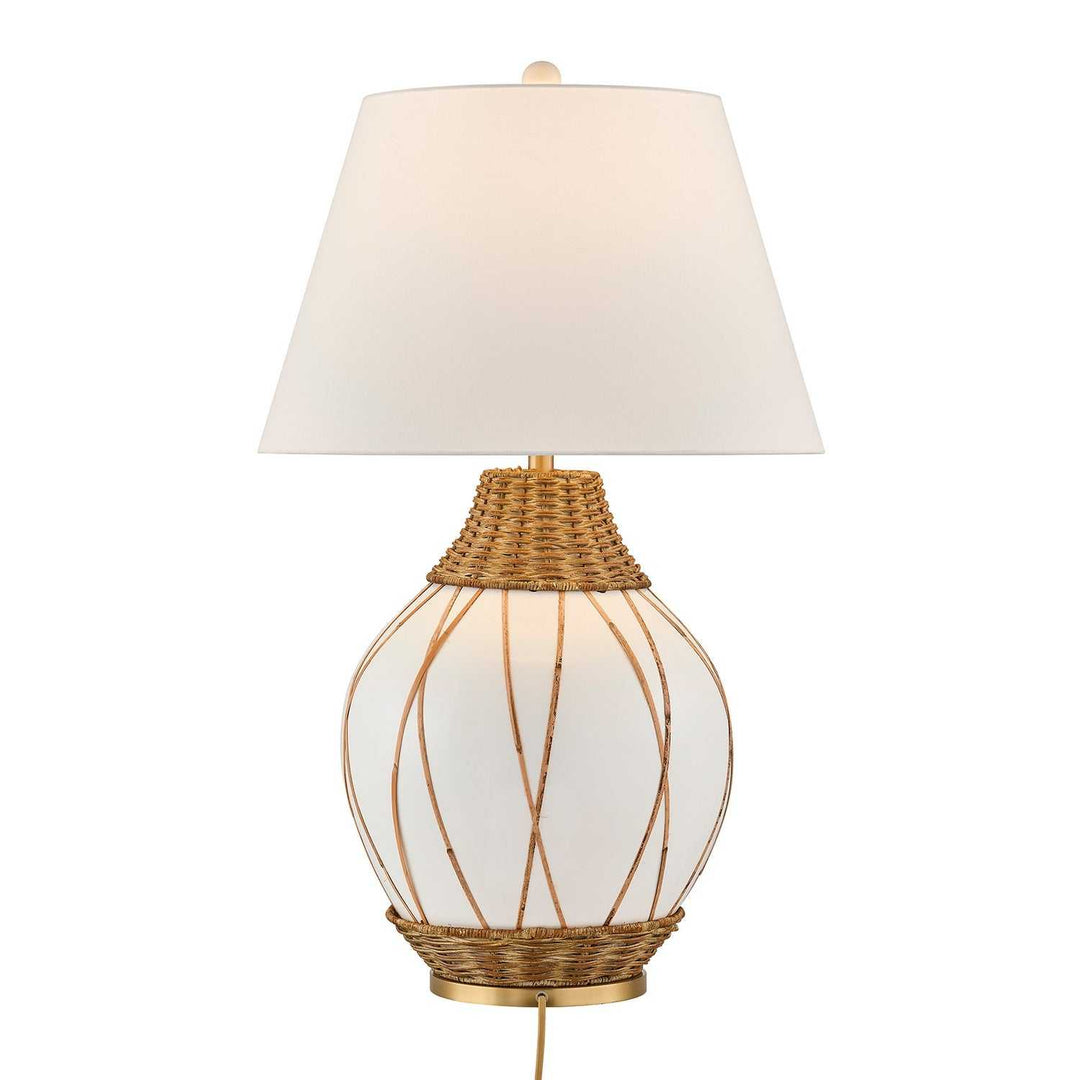 Josephine One Light Table Lamp in White and Rattan Savoy House