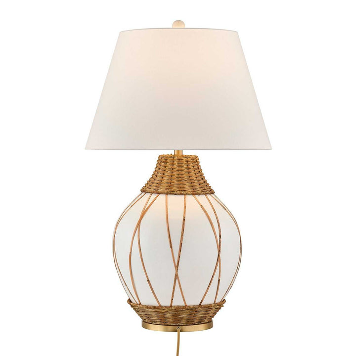 Josephine One Light Table Lamp in White and Rattan Savoy House