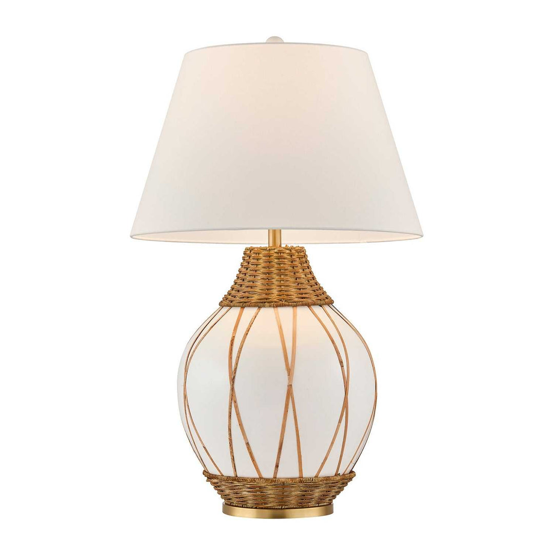 Josephine One Light Table Lamp in White and Rattan Savoy House