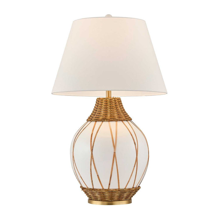 Josephine One Light Table Lamp in White and Rattan Savoy House