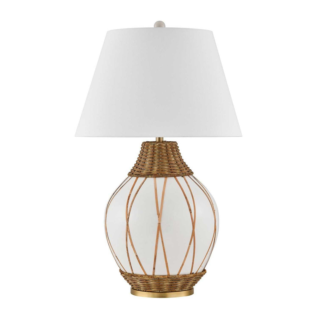 Josephine One Light Table Lamp in White and Rattan Savoy House