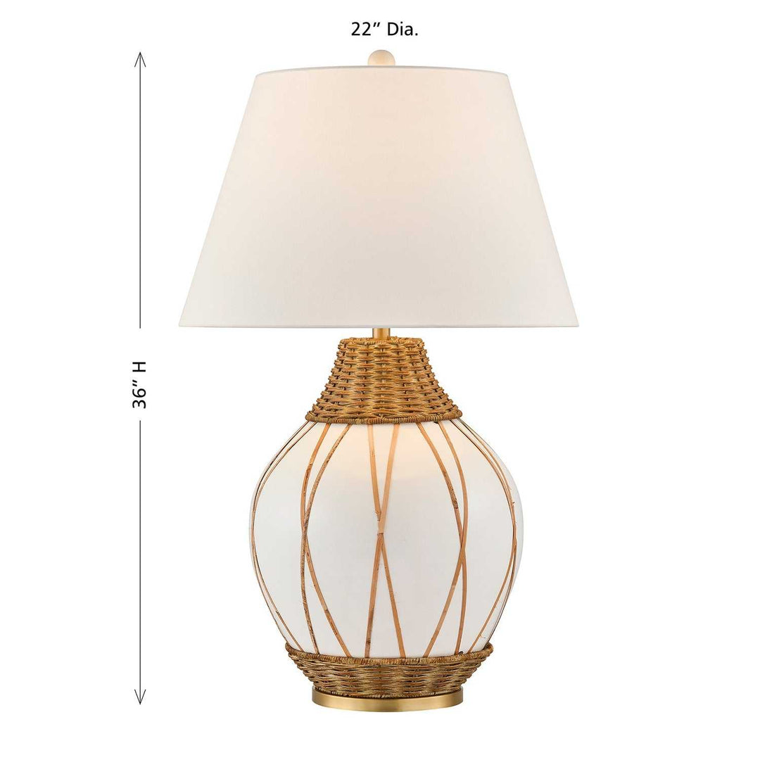 Josephine One Light Table Lamp in White and Rattan Savoy House