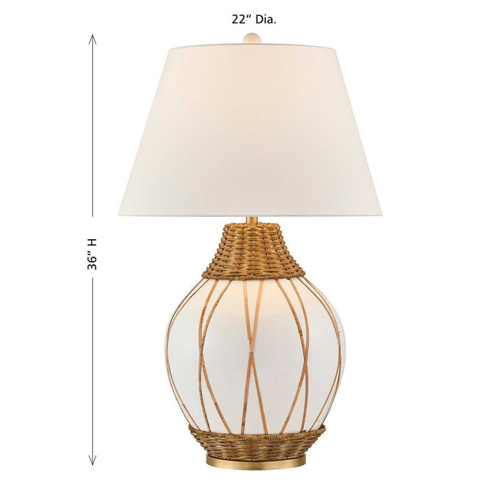 Josephine One Light Table Lamp in White and Rattan Savoy House