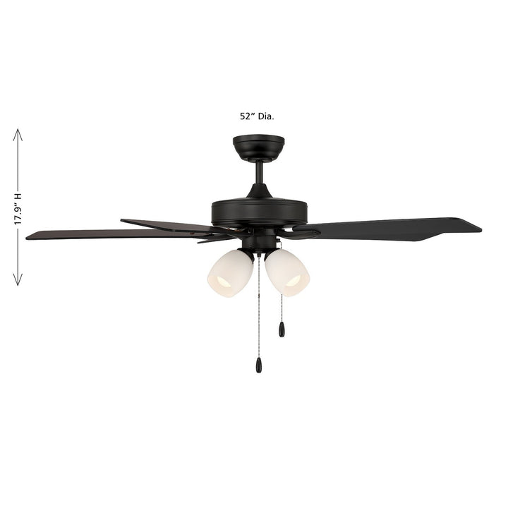 52" Ceiling Fan in Matte Black Meridian