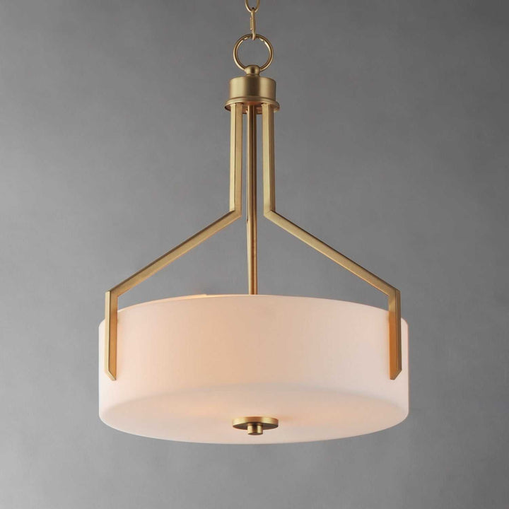 Dart Three Light Pendant in Natural Aged Brass Maxim